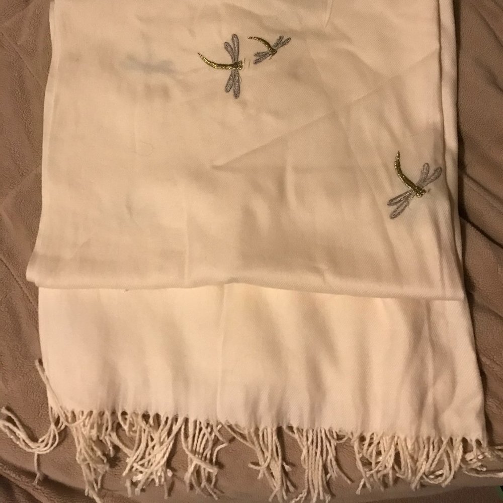 SCARF  WITH DRAGONFLY embroidery